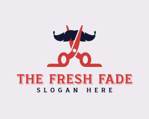 Mustache Barber Shears logo design