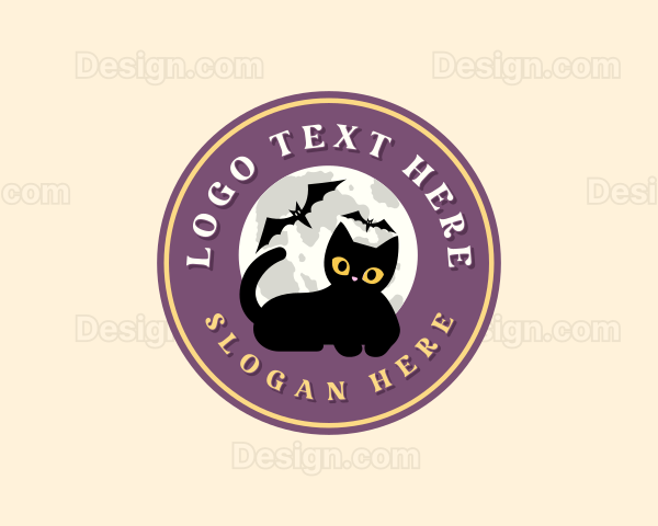 Cute Halloween Cat Logo