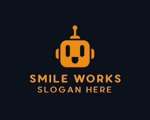 Smiley Robot Head Antenna logo design