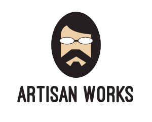 Hipster Man Beard logo design