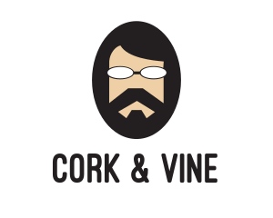 Hipster Man Beard logo design