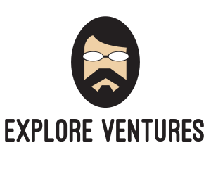 Hipster Man Beard logo design