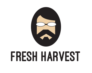 Hipster Man Beard logo design