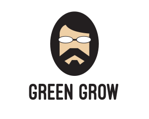 Hipster Man Beard logo design