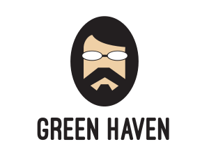 Hipster Man Beard logo design