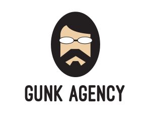 Hipster Man Beard logo design