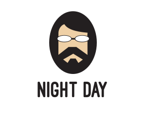 Hipster Man Beard logo design