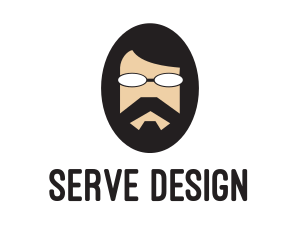 Hipster Man Beard logo design