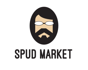 Hipster Man Beard logo design