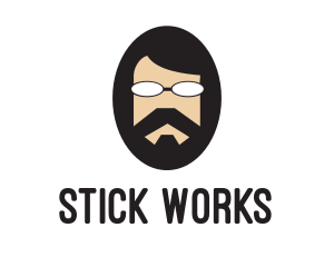 Hipster Man Beard logo design