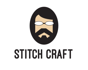 Hipster Man Beard logo design