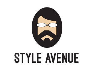 Hipster Man Beard logo design