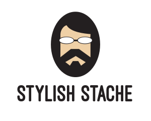 Hipster Man Beard logo design