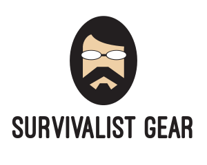 Hipster Man Beard logo design