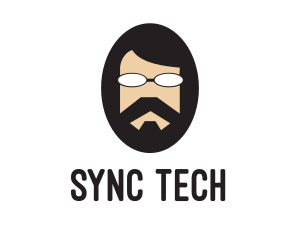 Hipster Man Beard logo design