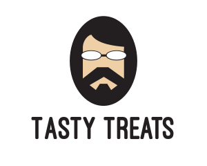 Hipster Man Beard logo design