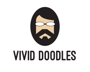 Hipster Man Beard logo design