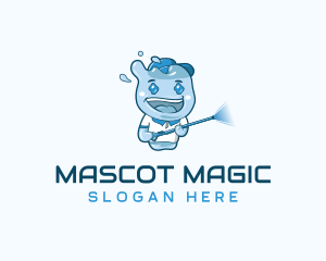 Pressure Wash Boy Mascot logo