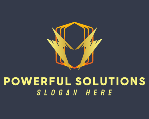 Hexagon Lightning Power logo design