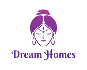 Indian Woman Meditation Logo