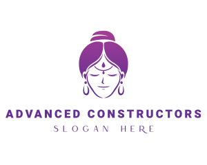 Indian Woman Meditation logo design