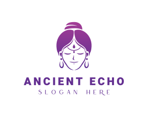 Indian Woman Meditation logo design