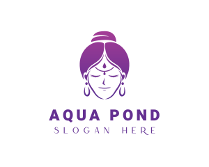 Indian Woman Meditation logo design