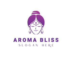 Indian Woman Meditation logo design