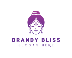 Indian Woman Meditation logo design