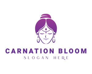 Indian Woman Meditation logo design