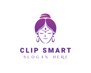 Indian Woman Meditation logo design