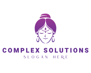 Indian Woman Meditation logo design