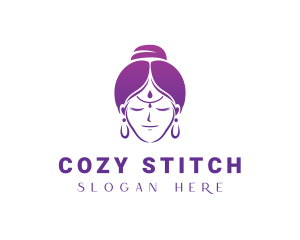 Indian Woman Meditation logo design