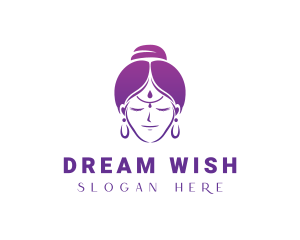 Indian Woman Meditation logo design