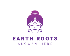 Indian Woman Meditation logo design