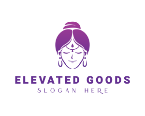 Indian Woman Meditation logo design