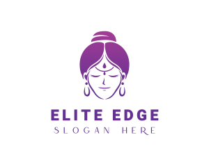 Indian Woman Meditation logo design