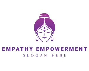 Indian Woman Meditation logo design