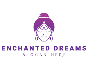 Indian Woman Meditation logo design