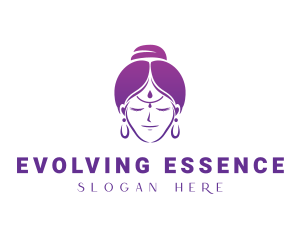 Indian Woman Meditation logo design