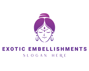 Indian Woman Meditation logo design