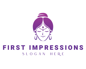 Indian Woman Meditation logo design