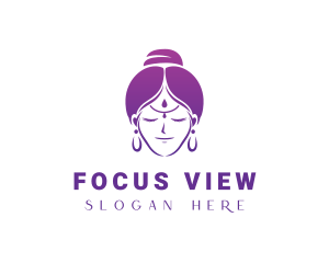 Indian Woman Meditation logo design