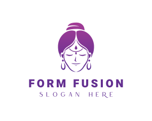 Indian Woman Meditation logo design