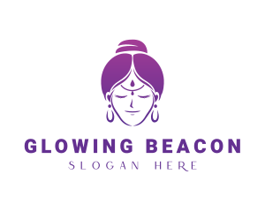 Indian Woman Meditation logo design