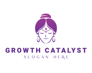 Indian Woman Meditation logo design