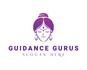 Indian Woman Meditation logo design