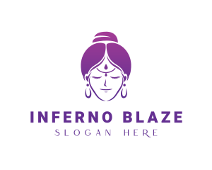 Indian Woman Meditation logo design