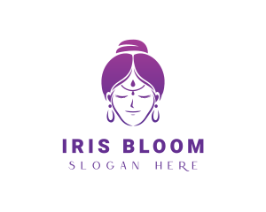 Indian Woman Meditation logo design