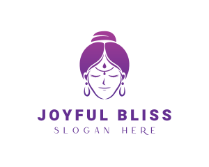 Indian Woman Meditation logo design